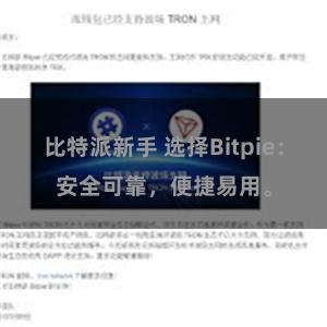 比特派新手 选择Bitpie：安全可靠，便捷易用。