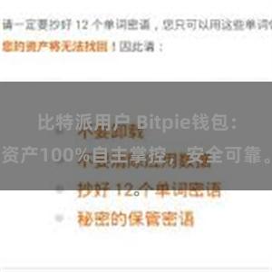 比特派用户 Bitpie钱包：资产100%自主掌控，安全可靠。